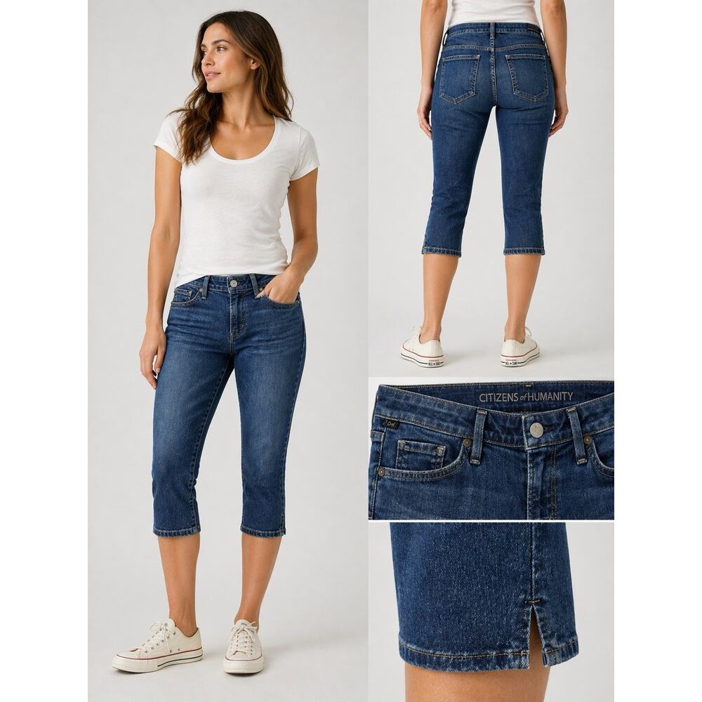 Citizens of Humanity Capri Jeans Womens 29 Blue Denim Crop Ankle Slit